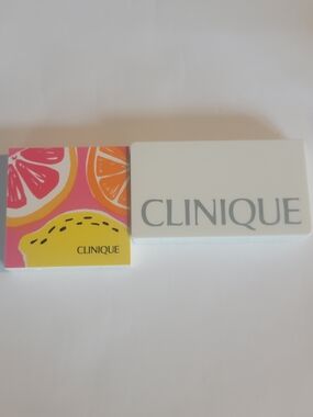 Clinique Compact Duo — White Case with Pink, Yellow & Orange Citrus Sleeve